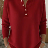 Helena | Dzianinowy Sweter Henley na Guziki