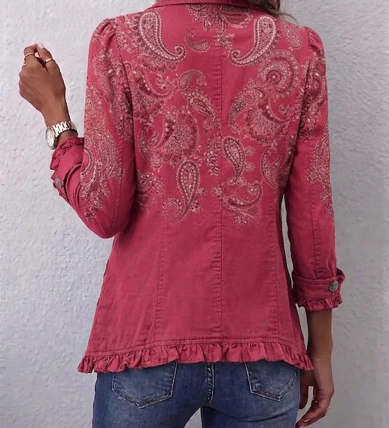 Ana | Żakiet z Falbankami i Vintage Wzorem Paisley