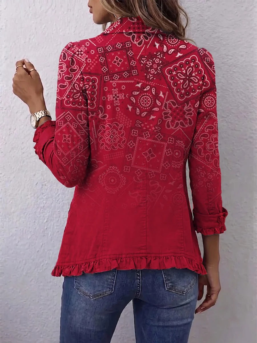 Gisela | Żakiet z Falbankami i Wzorem Paisley Ombré w Stylu Boho
