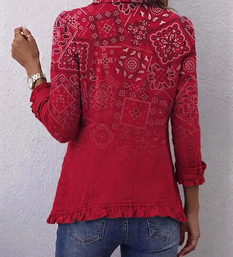 Gisela | Żakiet z Falbankami i Wzorem Paisley Ombré w Stylu Boho