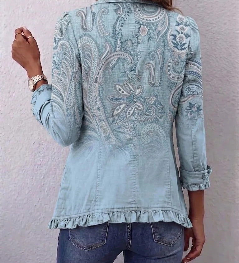 Estrella | Kurtka z Falbankami i Vintage'owym Wzorem Paisley