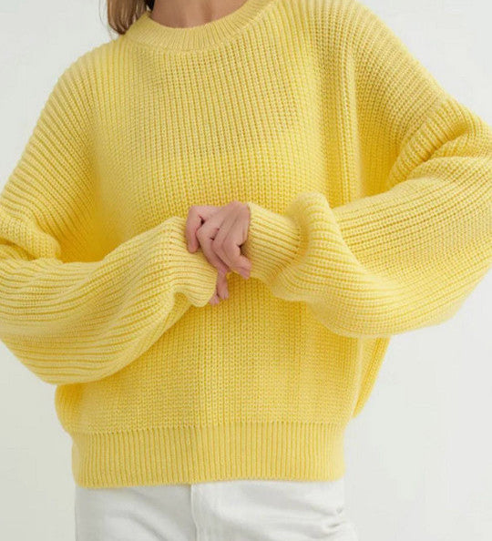Klaudia | Teksturowany Sweter z Okraglym Dekoltem
