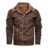 Elegancka Ciepła Skórzana Kurtka Fleece