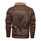 Elegancka Ciepła Skórzana Kurtka Fleece