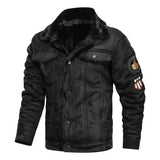 Elegancka Ciepła Skórzana Kurtka Fleece