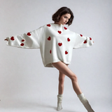 Barbara | Oversizowy Sweter w Serduszka