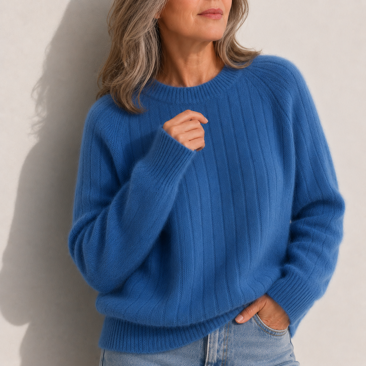 Milana | Puchaty Sweter w Jednolitym Kolorze