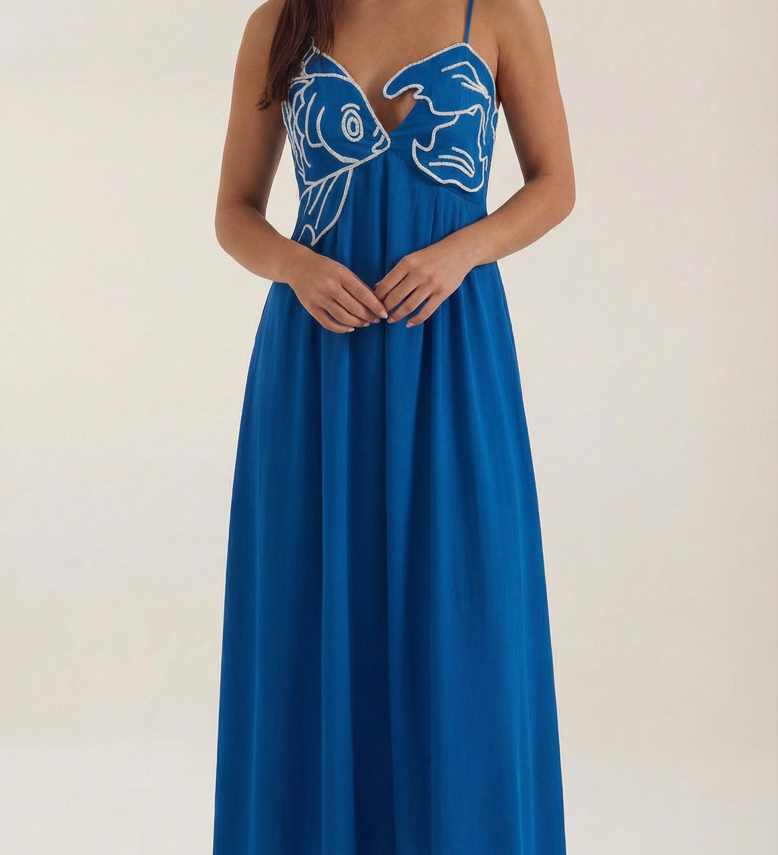 Sukienka maxi Deborah z motywem ryby