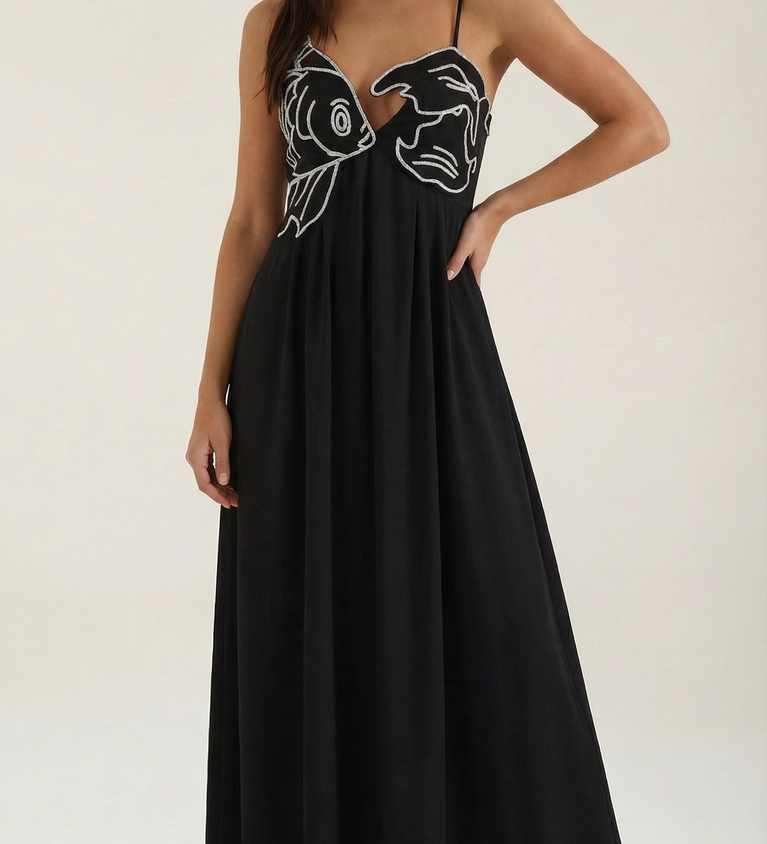 Sukienka maxi Deborah z motywem ryby