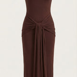 Sukienka maxi Hester z wysokim kołnierzem