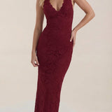 Roxanne Spitzen-Halter-Maxikleid
