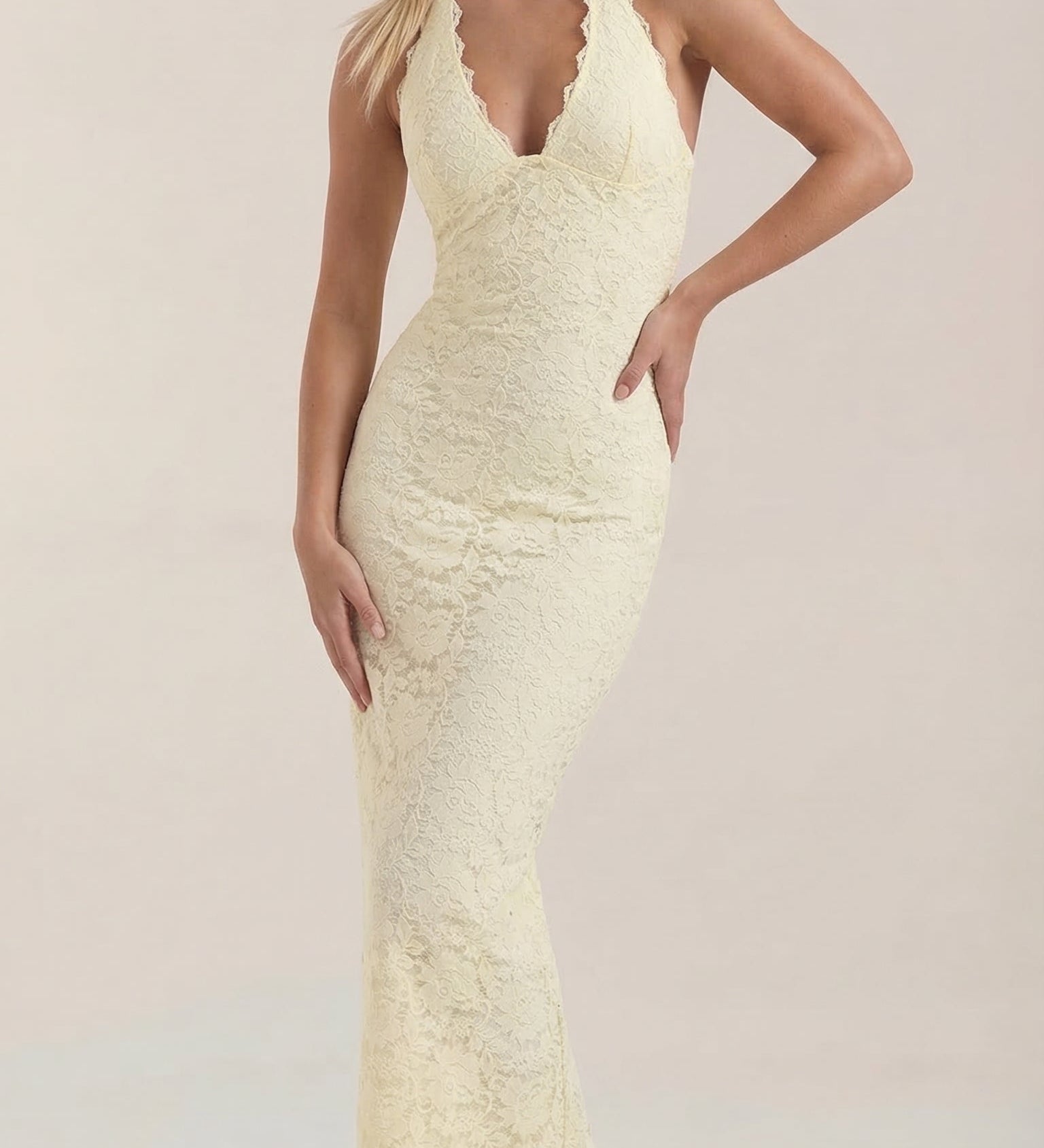 Roxanne Spitzen-Halter-Maxikleid