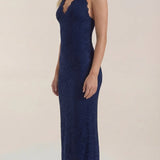 Roxanne Spitzen-Halter-Maxikleid