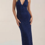 Roxanne Spitzen-Halter-Maxikleid