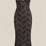 Roxanne Spitzen-Halter-Maxikleid