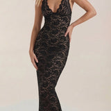 Roxanne Spitzen-Halter-Maxikleid